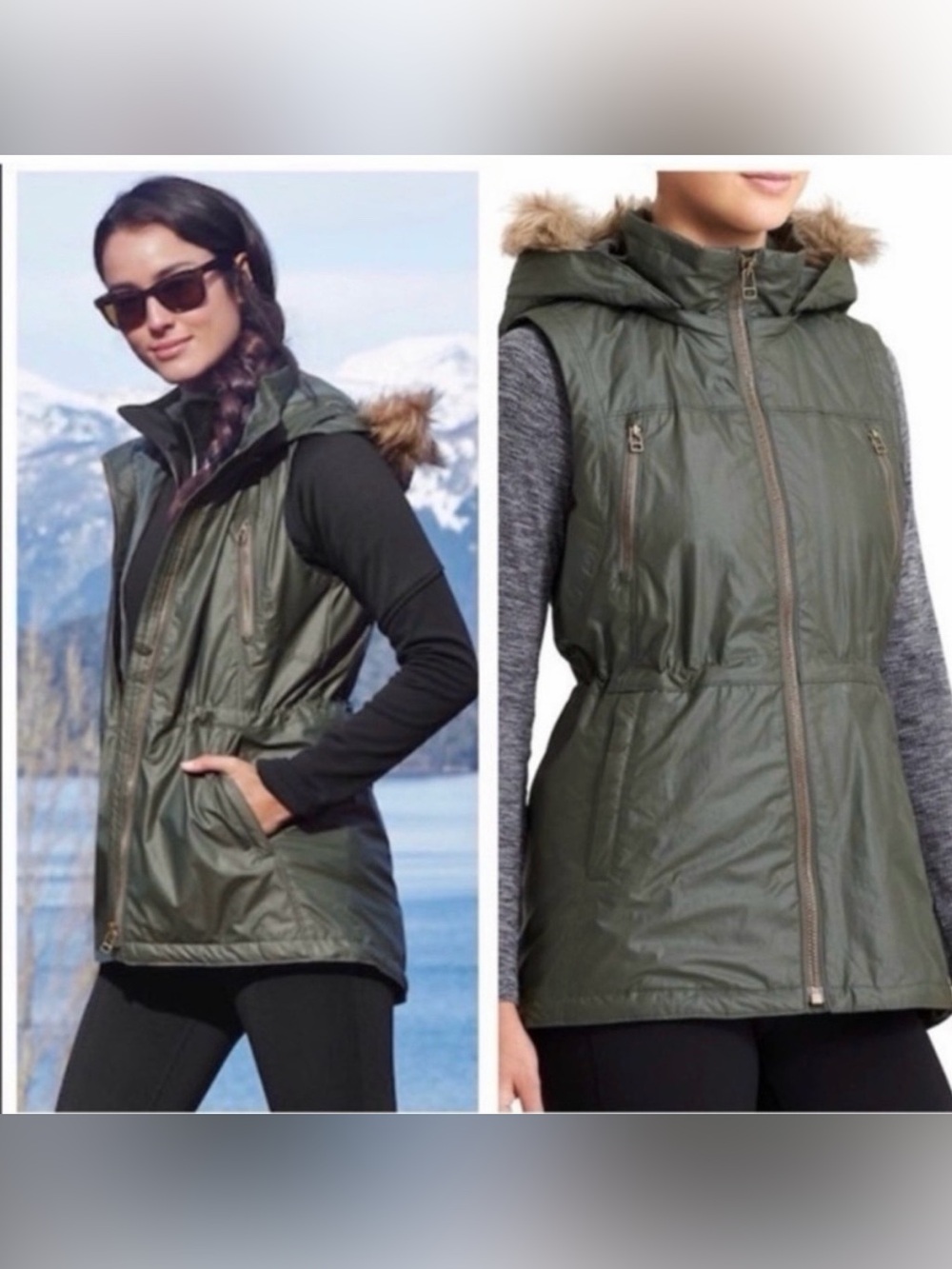 Athleta Alpine Air vest in green - does not have hood